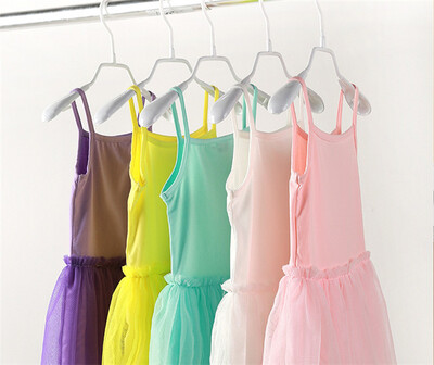

2018 New Baby Girls Sling Ball Dresses Knit Cotton Mesh Vest Ballet Tutu Dress Summer Girl Party Vestidos 90-150cm