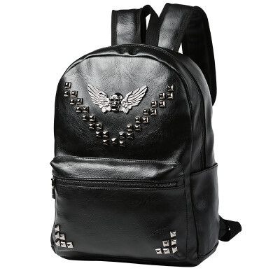 

Skull Leather Korean Backpack Black Rucksack Fashion Business Knapsack Back Bag Daypack For Laptop