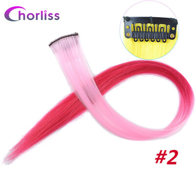 

Chorliss Clip In Hair Extensions 50Cm 20 Inch Long Colorful One Piece Synthetic Straight Fake Hair one Tone Pink Purple Blue