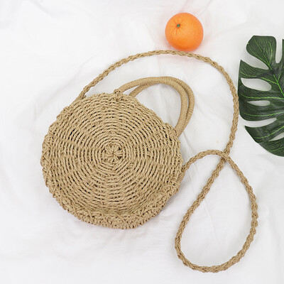

SGARR New Summer Women Straw Handbags High Quality Fashion Circular Bag Luxury Designer Handmade Ladies Beach Shoulder Bag