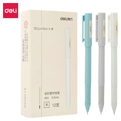 

Deli deli music 12 small 05mm black gel pen full needle pen pen A03