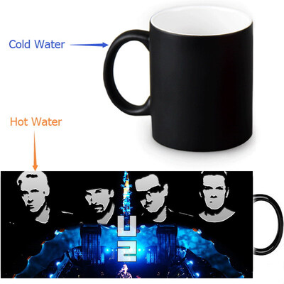 

U2 Rock Band 350ml12oz Heat Reveal Mug Color Change Coffee Cup Sensitive Morphing Mugs Magic Mug Milk Tea Cups