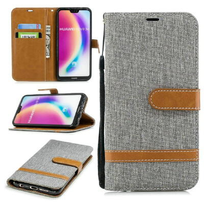 

BEFOSPEY Mixed Colors Denim PU LeatherSoft TPU Card Slot Stand Wallet Case For Huawei P20 Lite584"