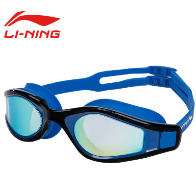 

Li Ning (подкладка) очки для взрослых мужчин и женщин HD водонепроницаемый туман большой коробке гальванические плавательные очки LSJN598-2 черный и синий