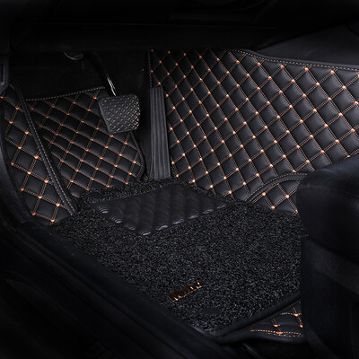 

Mubo MUBO car mats are surrounded by leather wire loops double mats dedicated to 15-18 years Skoda new Octavia car decoration supplies mats mysterious black