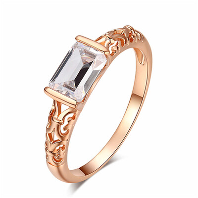 

High Quality CZ Diamond Rings Rose Gold Color Fashion Brand Retro Crystal Jewelry For Women R367