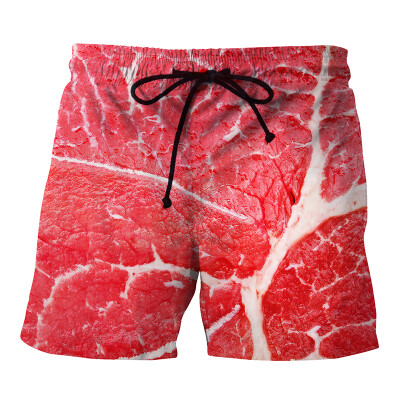 

2018 summer beach pants new creative meat piece 3D printing large size pants men casual swimwear