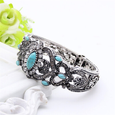 

Vintage Women Flower Турецкий Bangles Браслет Манжета Смола Античный Золотой Цвет Маркизы Арабески Браслеты Индия Невеста Ювелирны