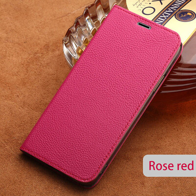 

Genuine Leather flip Case For Samsung S6 S7 S8 Plus Note 8 Litchi Texture Suction cup Wallet phone cover
