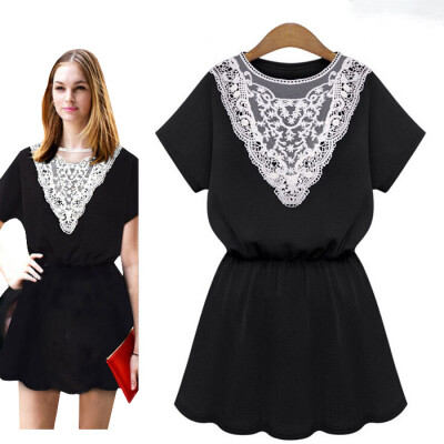 

Lovaru ™New 2015 fashion casual o-neck straight sweet lace short high quality simple women's dresses