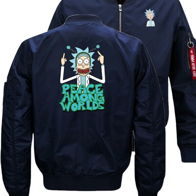 

Rick&Morty Circle your hands Bomber Flight Flying Jacket Winter thicken Warm Zipper Men Jackets Anime Mens Casual Coat