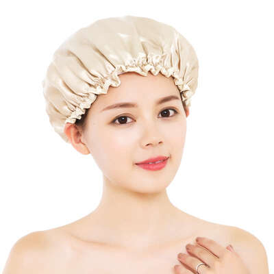 

Wen Hao double-layer satin waterproof shower cap thick adult male&female shower cap oil-proof dust-proof PE cloth oil cap 2 Pack WX-W24
