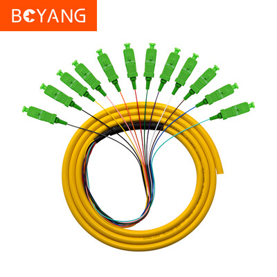 

BOYANG BY-ST12 Telecom-grade fiber optic jumper 15 meters 12 core ST bundle pigtail single mode ODF fiber frame terminal box wiring