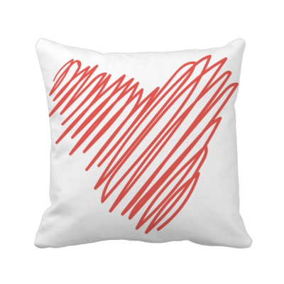 

Heart Red Line Sketch Valentines Day Square Throw Pillow Insert Cushion Cover Home Sofa Decor Gift