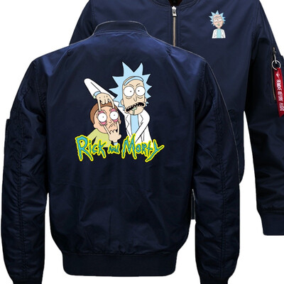 

Rick&Morty World peace Bomber Flight Flying Jacket Winter thicken Warm Zipper Men Jackets Anime Mens Casual Coat