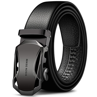 

American wild cowhide belt male automatic buckle Korean business casual belt N71314-1B black black buckle