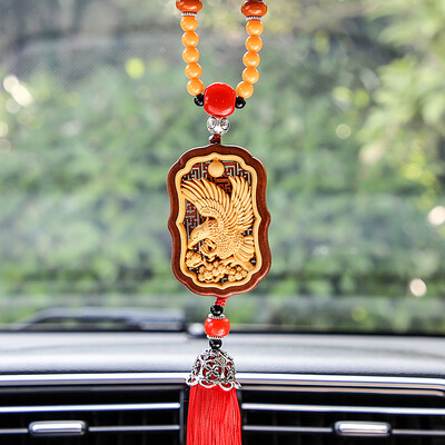 

Molong ebony inlaid boxwood carving car pendant car interior jewelry rearview mirror gift pendant Lu Shou - AWXHJ005