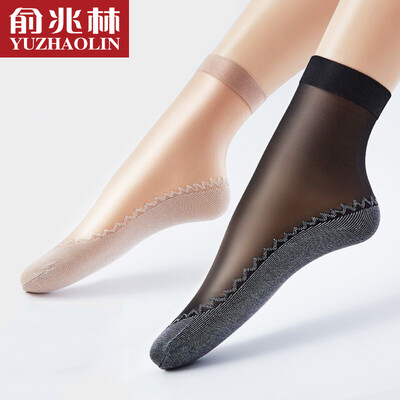 

Yu Zhaolin stockings female non-slip cotton bottom socks spring&summer thin section transparent invisible socks boat socks black 6 double code