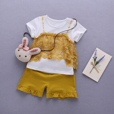 

2018 New Summer Casual Children Sets T-shirt Pants Girls Clothing Sets Kids Summer Suit For 2-6 Years