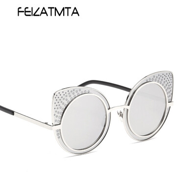 

FEIZATMTA Cat глаз солнцезащитные очки женщин Rhinestone сексуальные солнцезащитные очки Роскошные горячие продажи сплава Frame UV400 очки леди Oculos