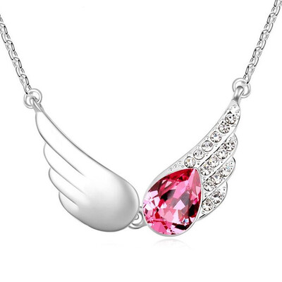 

High Quality Vintage Wings Necklaces Pendants Crystal from Austria Women Joyas White Gold Plated Valentines Day Gift 1