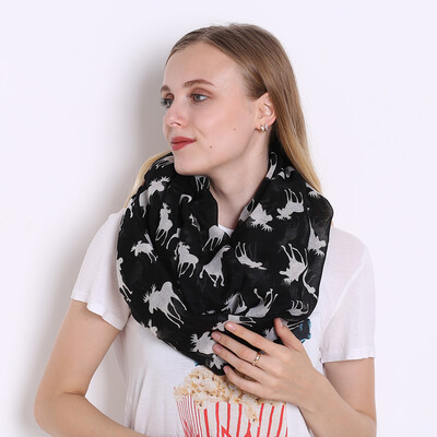 

Шарфы для женщин Voile Infinity Collar Кольцо Шарф Оленьей шкуры Печать Роскошные марлевые шарфы JeouLy Echarpes Foulards Femme