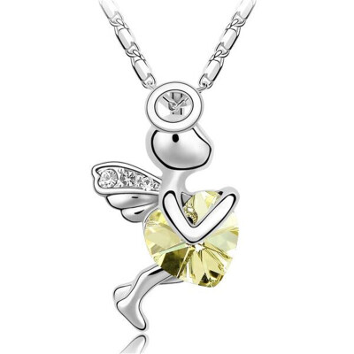 

Heart Crystal from Austrian Angel Pendant Necklace For Women High Quality Fashion Jewelry Friendship Party Gift 2211