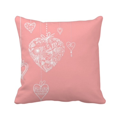 

Pink Heart Flowers Valentines Day Square Throw Pillow Insert Cushion Cover Home Sofa Decor Gift