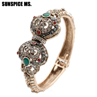 

SUNSPICE MS New Turkish Love Charm Vintage Cuff Bracelets & Bangles For Women Antique Gold Color Bohemia Indian Bangles Jewelry