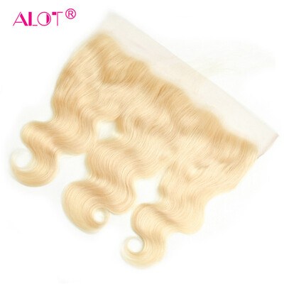 

ALOT Virgin Hair 613 Blonde Lace Frontal Peruvian Virgin Hair Body Wave 134 Human Hair Closure With Baby Hair 10-20"