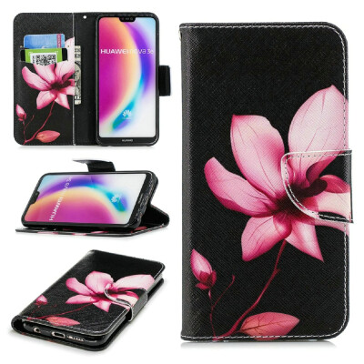 

BEFOSPEY Painting PU LeatherSoft TPU Card Slot Stand Wallet Case For Huawei P20 Lite584"