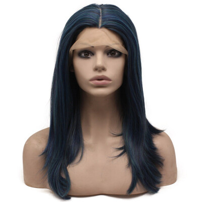 

Should Length Middle Part Lace Front Blue Wig Synthetic