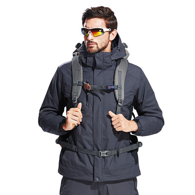 

Camel brand outdoor jacket two-piece three-in-one jacket waterproof warm P7W270706 ink gray black M male
