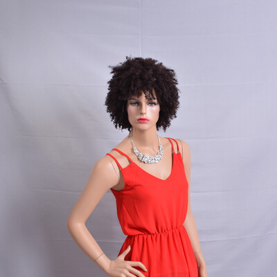 

QianBaiHui Short Kinky Curly Wigs for Black Women Afro Wigs Heat Resistant Synthetic Hair Wigs Fashion Full Wigs with Wig Cap