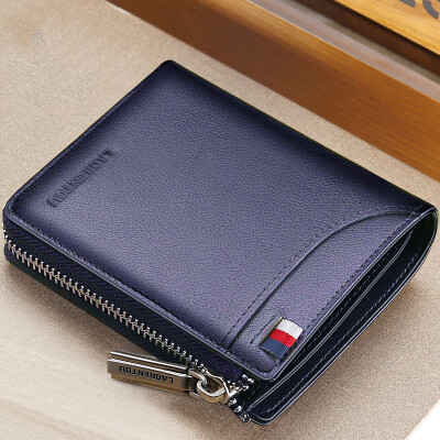 

LAORENTOU Mens Wallet Top Layer Leather Durable Classic Business Short Multi-Card Ticket Holder 330J005L5A Black