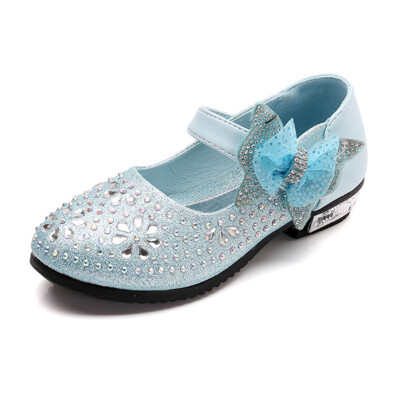 

Children Shoes 2018 Girls Shoes PU Leather Princess Shoes Bow Diamond High-heeled Shoes Fashion Velcro Shoes