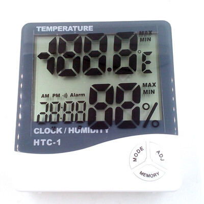 

Digital Thermometer Hygrometer Weather Station Digital Temperature Humidity Meter with clock Moisture Meter HTC-1