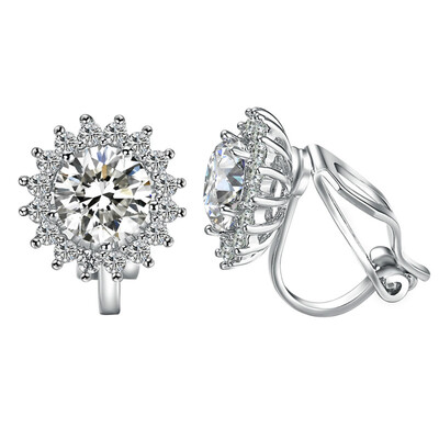 

Yoursfs CZ Clip Earrings For Women 18K Rose Gold Plated Elements Zirconia Clip-on Earrings