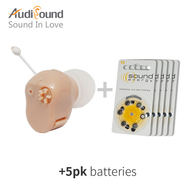 

2018 Brand New Audisound Mini Слуховые аппараты Ушной вкладыш Регулируемый слуховой усилитель с 30PCS / 5 CARD A10 Аккумулятор
