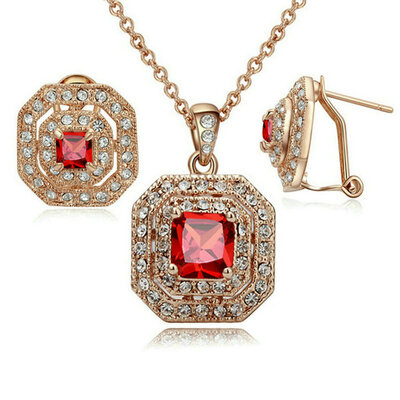 

Yoursfs® 18k rose позолоченные 2ct бриллиантовое колье и серьги украшения применение искусственной австрийского кристалл люкс для набора