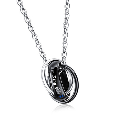 

316l Stainless Steel Crown Pendant Necklace Women Men Couple Jewelry Cubic Zirconia Lovers Chain Necklace ON1376