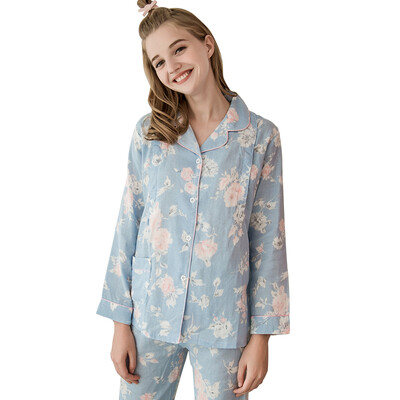 

Novo gauze month clothes breastfeeding pajamas home service blue