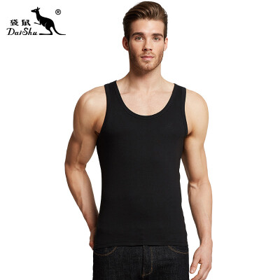 

Kangshu DaiShu Mens Vest Round Neck Tights Sports Fitness Sweat Vest Summer Slim Slim Solid Color Cotton Undershirt Black XXL