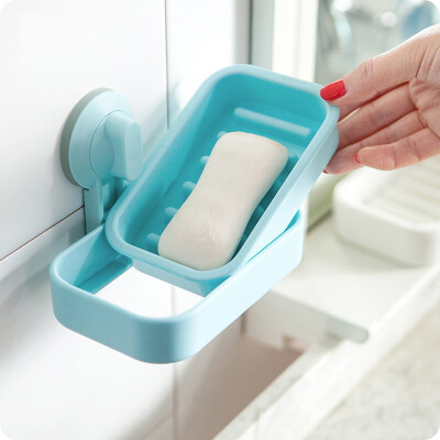 

Wanshijia bathroom strong suction cup soap holder bathroom double drain soap box creative soap box JD-YS-03 blue