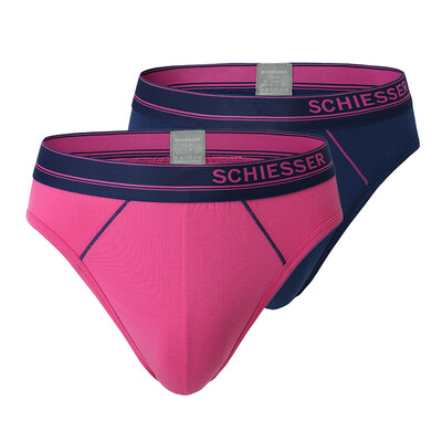 

Schiesser Mens Underwear 2 Pack Shumei Cotton Briefs E513639S Deep Purple Dark Blue 7781