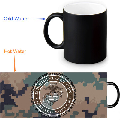 

USMC 350ml12oz Heat Reveal Mug Color Change Coffee Cup Sensitive Morphing Mugs Magic Mug Milk Tea Cups