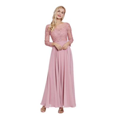 

CAZDZY Scoop Neck Lace-Up Appliques A Line Evening Dress Pink