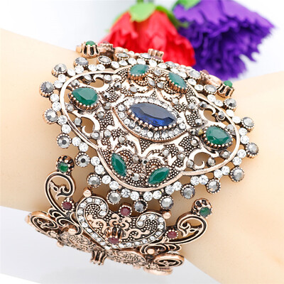 

2017 Unique Charm Retro Cuff Bracelet For Women Gold Color Turkish Style Adjust Size Big Love Bracelet Party Jewelry Accessories