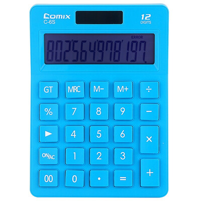 

COMIX) C-6S 12-bit large-screen solar energy Colorful calculator / computer dual power blue