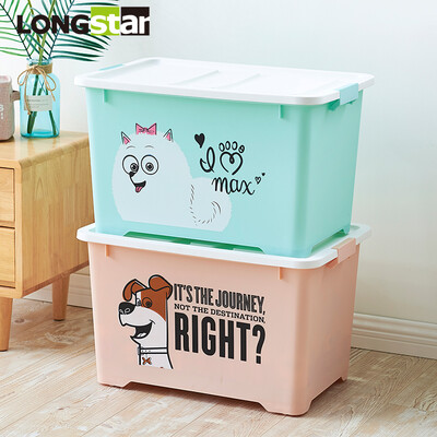 

Longshida plastic storage box finishing box large 60L2 love pet cartoon toy storage box mixed color 2 only AC-63152